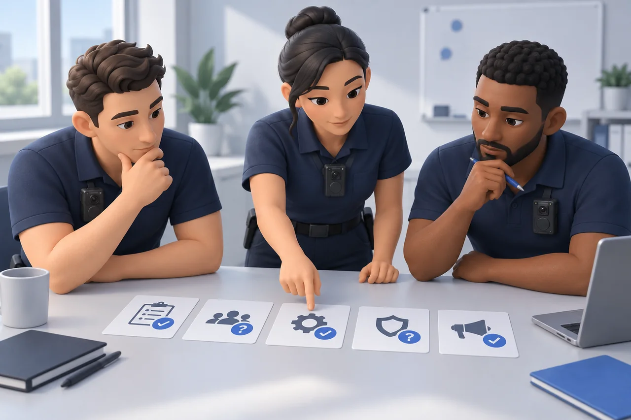Team roles checking preparation items and unresolved questions before internal sign-off.