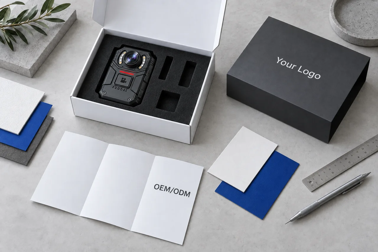 S3 camera in a custom packaging concept, with Your Logo on the box and OEM/ODM on the manual