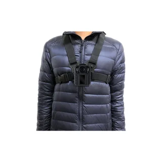 SPIKECAM Chest Harness worn over a jacket; the camera illustrates attachment and is not included.