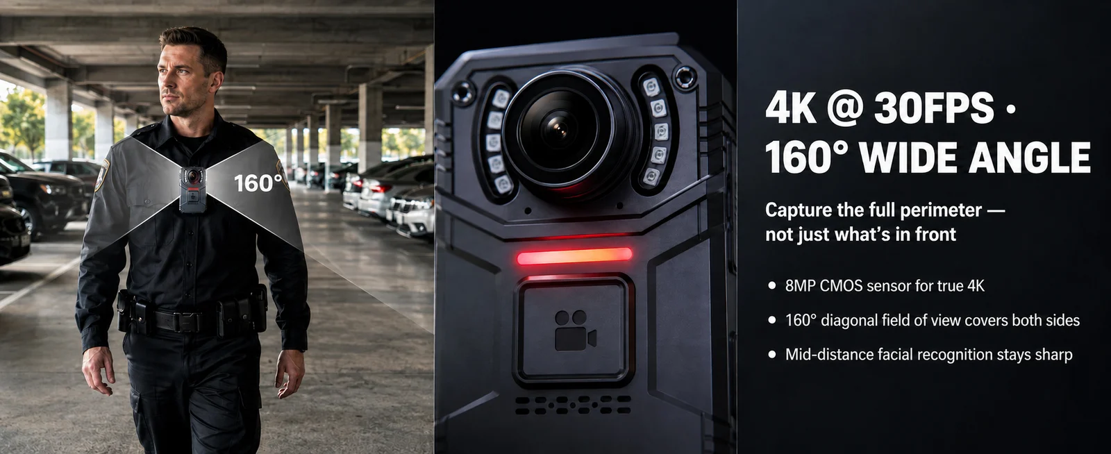 SPIKECAM S3: 4K at 30 fps, an 8MP CMOS sensor and a 160-degree wide-angle lens.