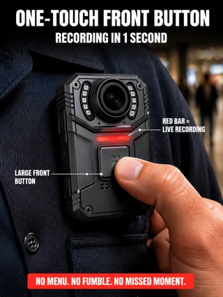 SPIKECAM S3 large front recording button and recording indicator.