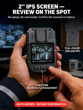SPIKECAM S3 rear IPS screen and on-camera playback controls.