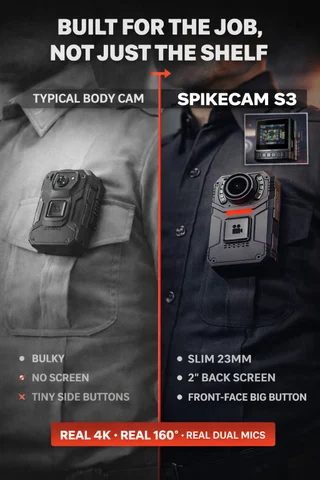 SPIKECAM S3 product comparison showing its slim body, rear screen and front button.
