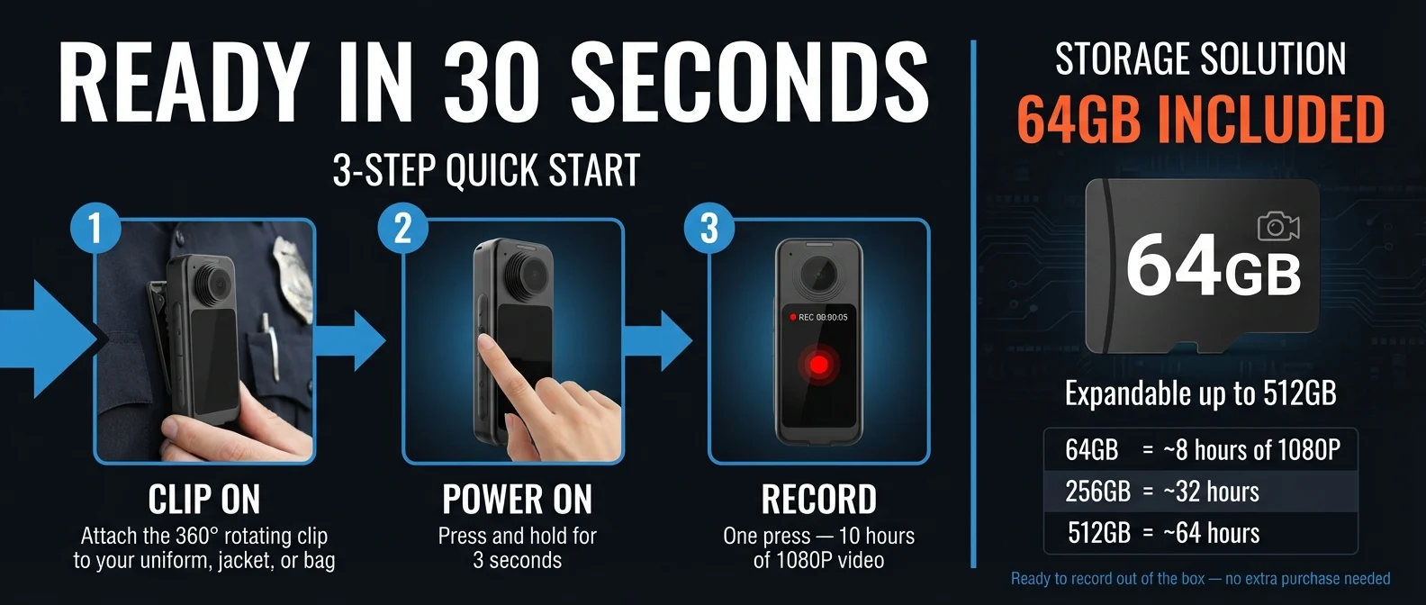 SPIKECAM T1 desktop quick-start and storage illustration.